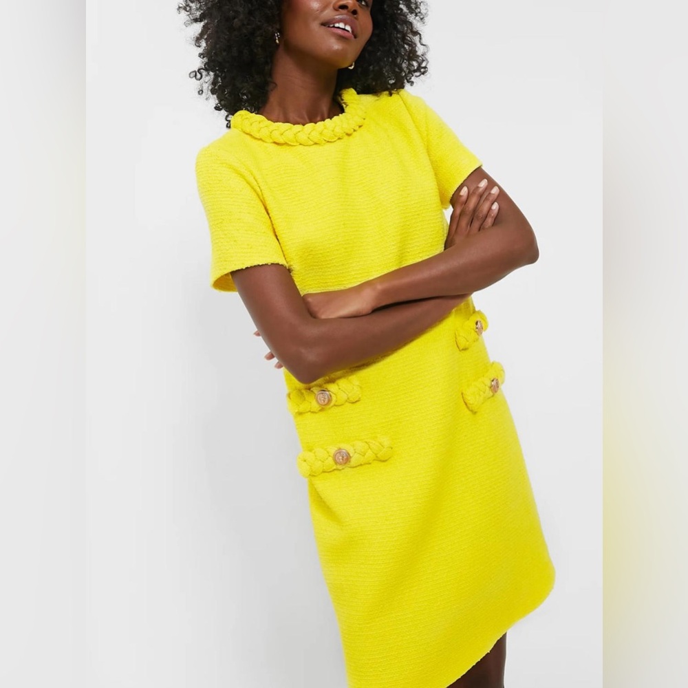 Tuckernuck Tweed Jackie Dress Limoncello Yellow Large - Picture 5 of 6